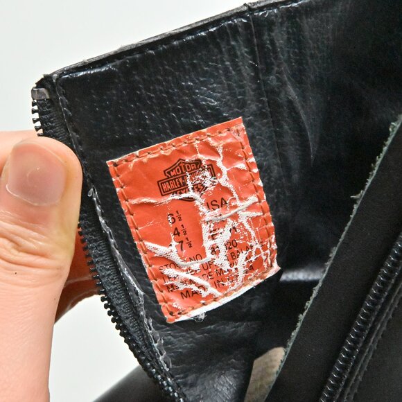 Harley Davison Leather Mid Calf Moto Biker Riding Zip Up Black Boots US6.5 UK4.5 - Picture 9 of 16